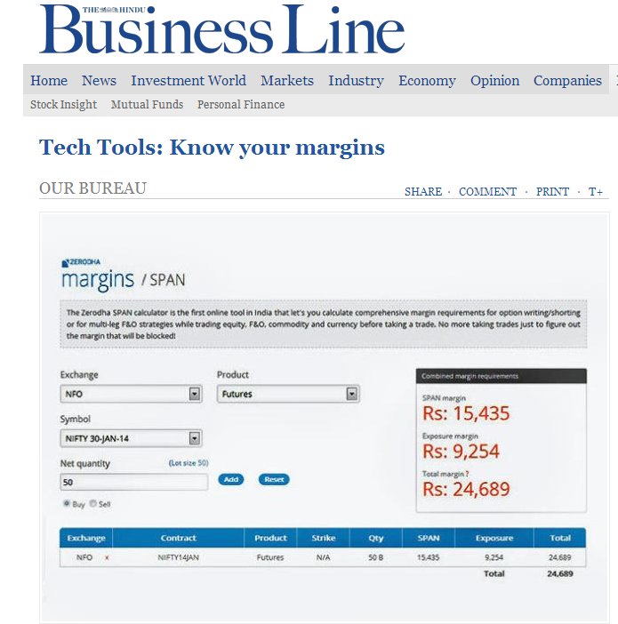 Zerodha SPAN CalculatorZConnect by Zerodha