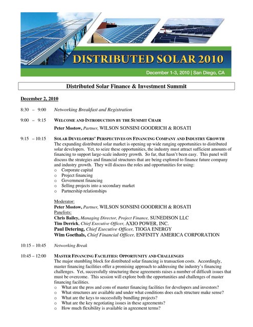 Distributed Solar and Finance