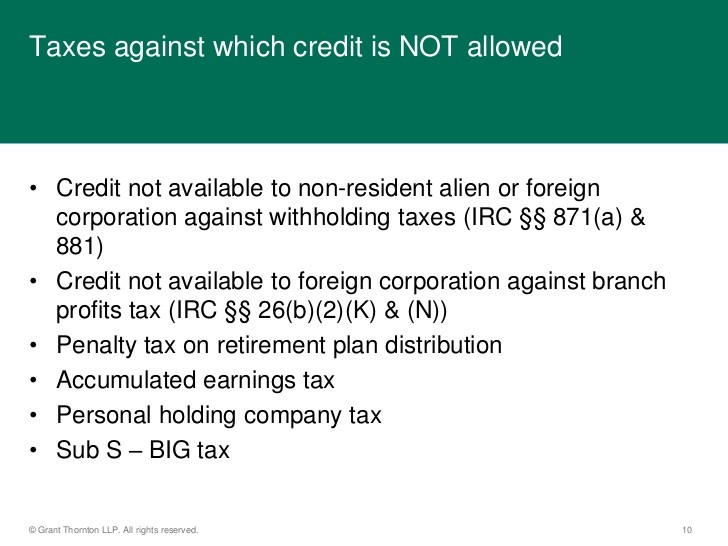 Foreign Tax Credit And Withholding Tax Rates