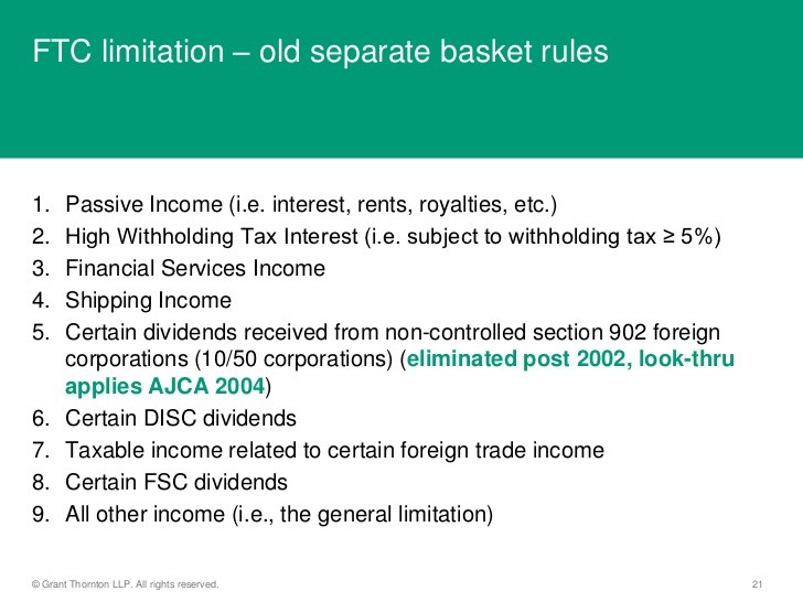 Foreign Tax Credit And Withholding Tax Rates