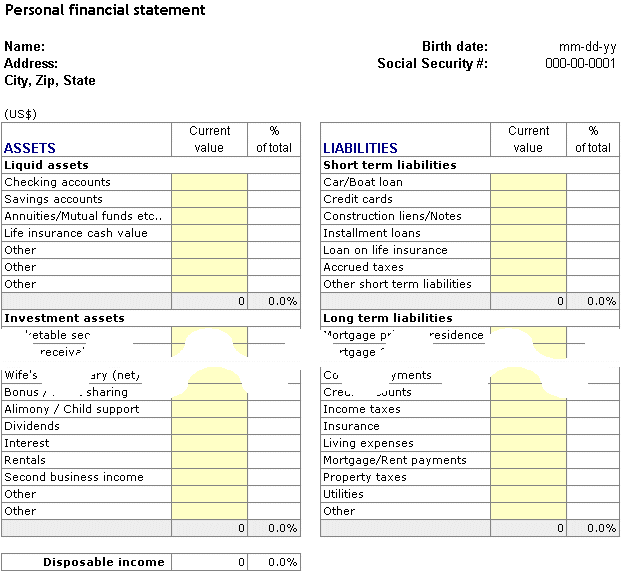 Personal Financial Statement