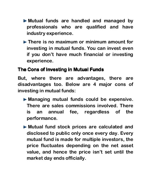 The pros and cons of investing in mutual funds