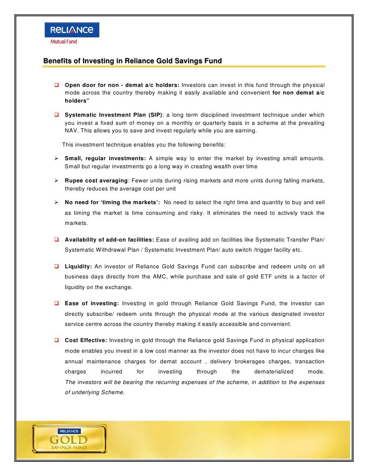 Reliance Gold Savings Fund Review – Should you Invest