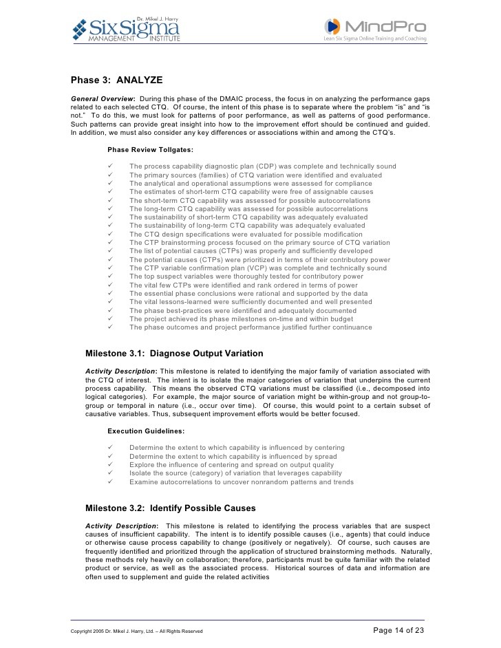 15 Criteria for Selecting a Viable DMAIC Project