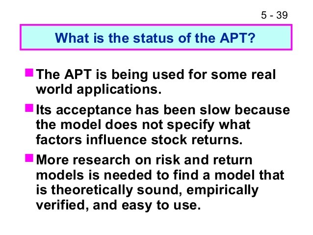 Application of Capital Asset Pricing (CAPM) and Arbitrage Pricing