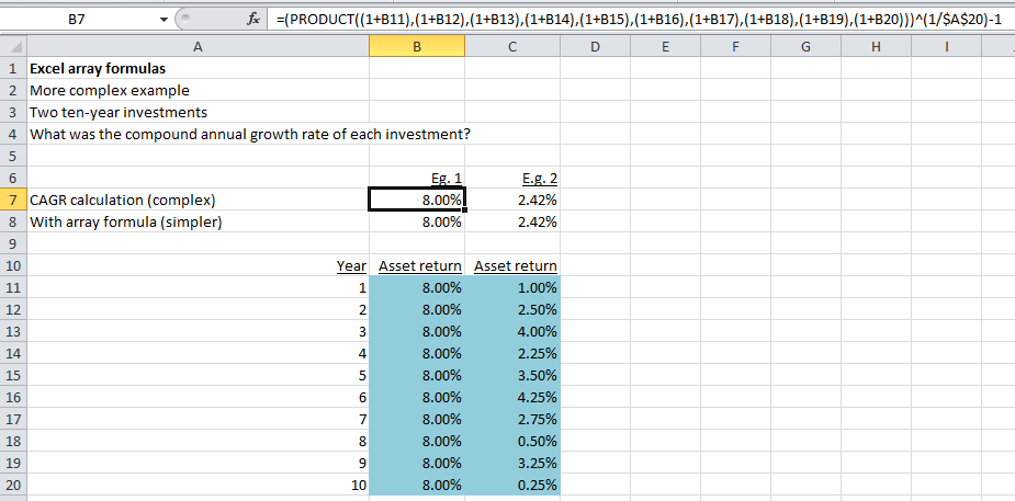 Calculate CAGR using Excel