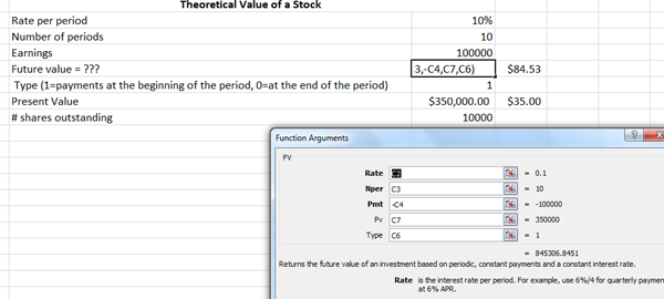 Present and Future Value Using Excel